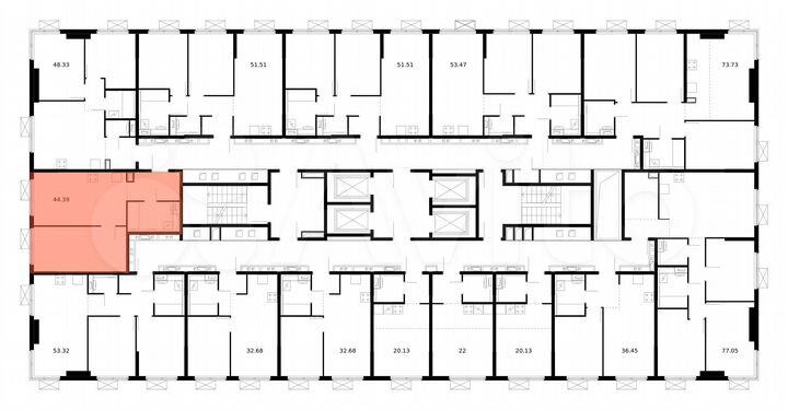 1-к. квартира, 44,4 м², 25/33 эт.