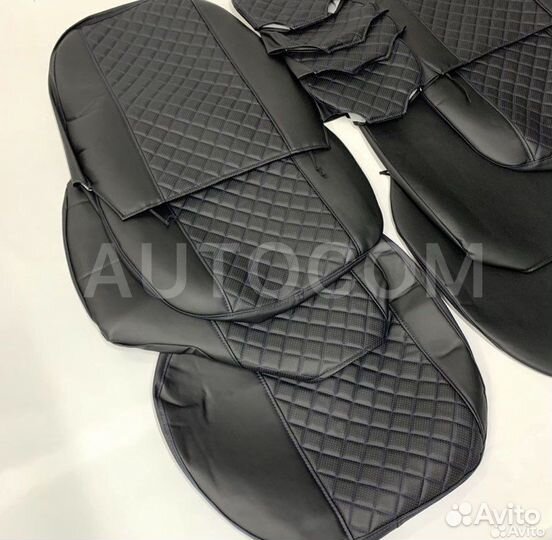 Чехлы сидений эко-кожа ваз 2111,2112 черный ромб