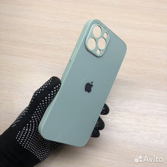 Чехол на iPhone 12 Pro Max стеклянный мятный