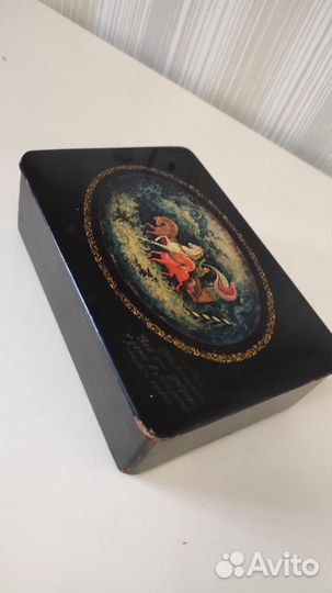 Шкатулка Мстера бесы Шилов.Лак, папье маше. Винтаж