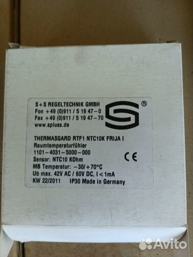 Датчик температуры s+s regeltechnik gmbh RTF1 NTC1