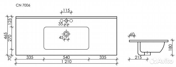 Раковина мебельная Ceramicanova element 121 CN7006