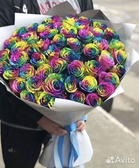 Радужные розы. Букеты Цветы доставка