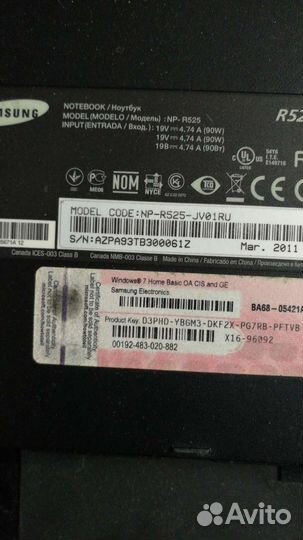 Ноутбук samsung на запчасти