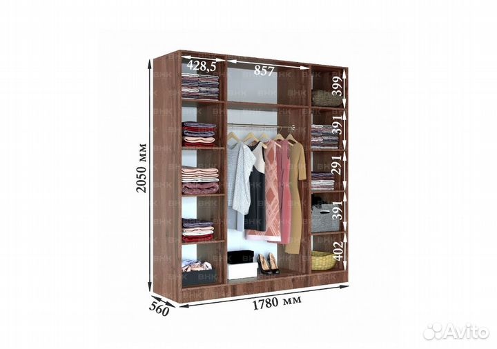 Шкаф четырехстворчатый 