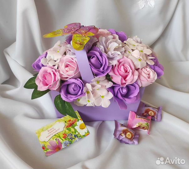 Букет роз из мыла