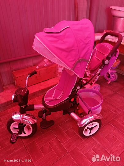 Велосипед коляска трёхколёсный с ручкой