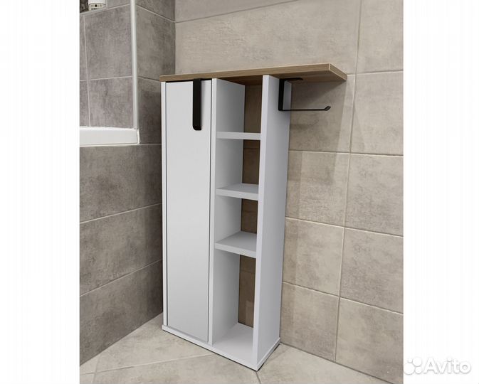 Тумба для ванной комнаты белый/дуб вотан