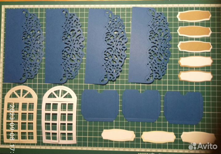 Синий набор вырубок для альбома.Скрапбукинг