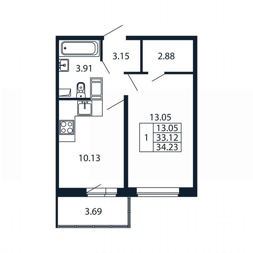 1-к. квартира, 36,8 м², 12/12 эт.