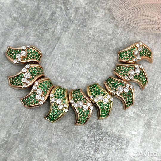 Новый кулон / подвеска 585 бриллианты и изумруды