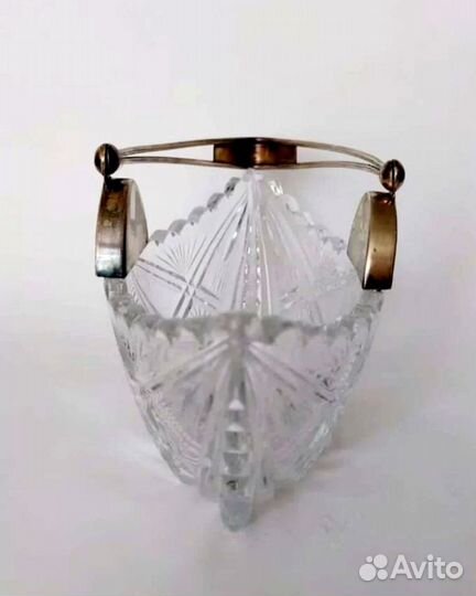 Хрустальная ладья с серебряной ручкой 875пр