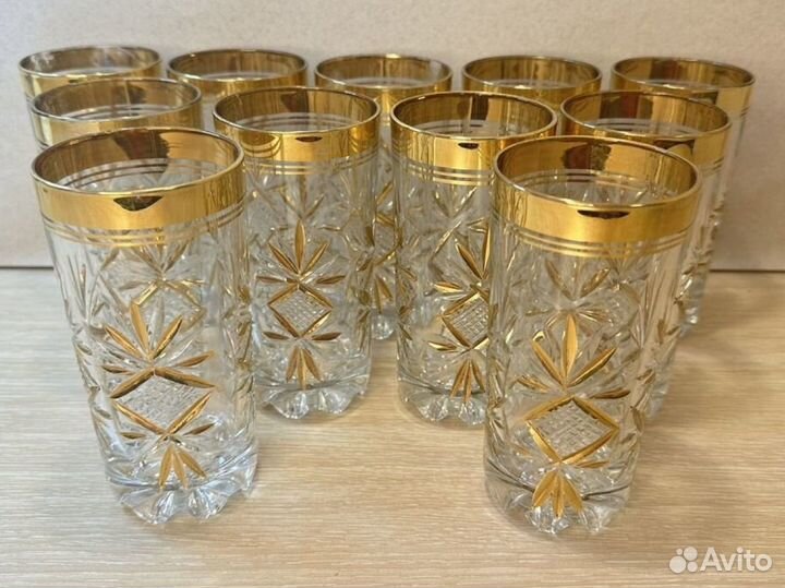 Бронь Бокалы хрустальные злото 14 см