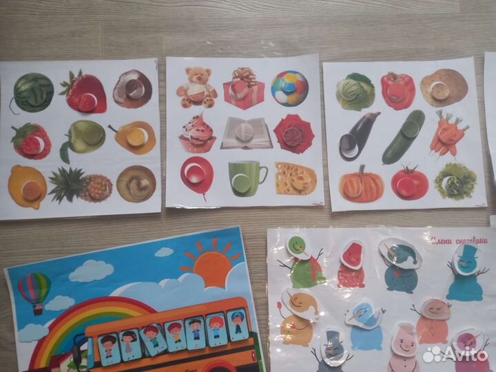 Развивающие игры/занятия на липучках,карточки 1-2г