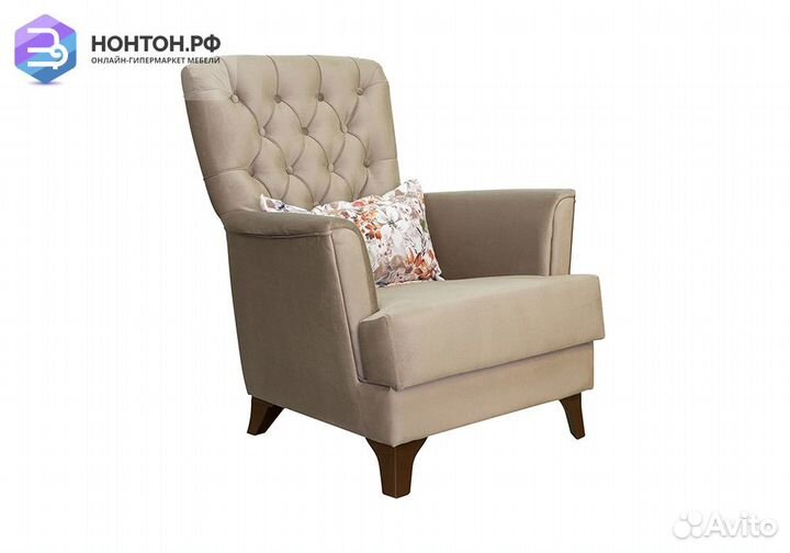 Кресло Ирис коричнево-бежевое / коричневые цветы