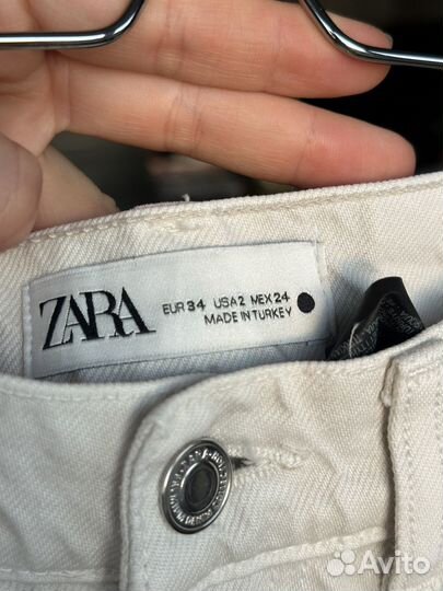 Джинсы zara 34 прямые серые бежевые