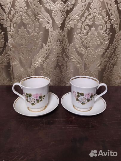 Чайная пара с блюдцем. Большая