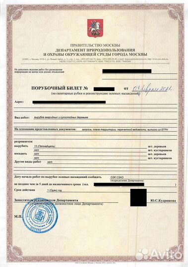 Помощь в оформлении порубочного билета (Москва)