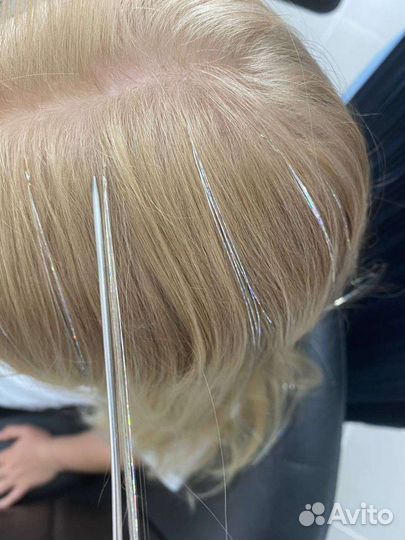 Блестящие нити в волосы