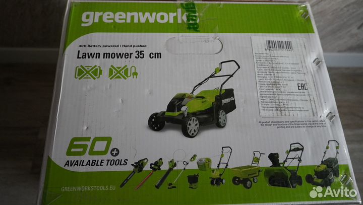 Новая аккумуляторная газонокосилка Greenworks G40L