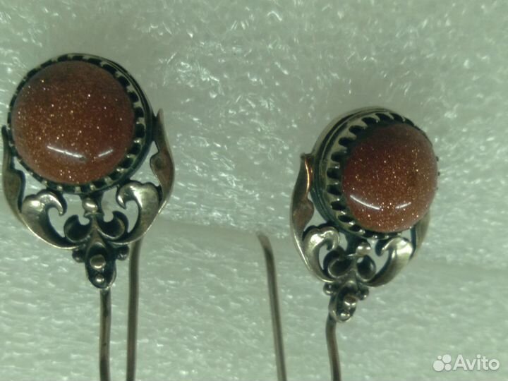 Серьги натуральный камень авантюрин