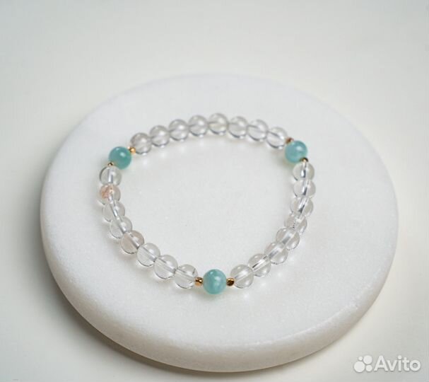Браслет из Горного хрусталя и Ларимара
