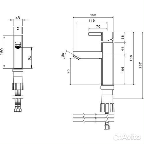 Смеситель для раковины Shouder Unique 0170204 хром