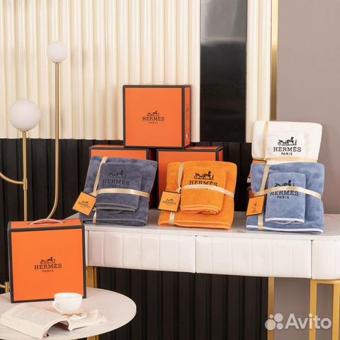 Набор Фирменных махровых Полотенец Hermes (эрмес)