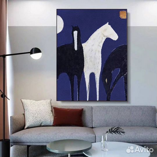 Картина с лошадьми маслом на холсте