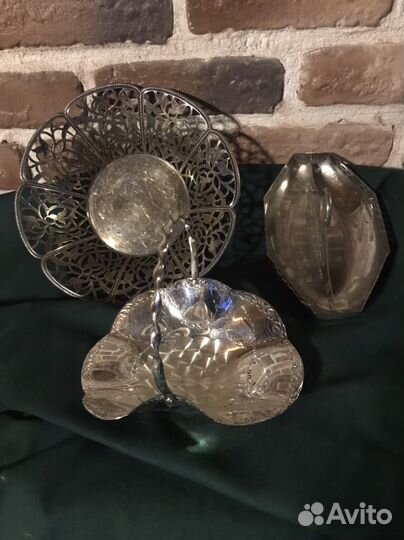 Конфетницы мельхиор, латунь Германия