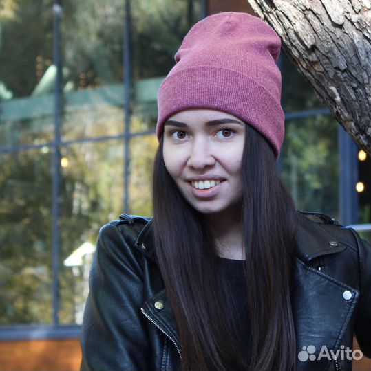 Шапка женская бини из х/б трикотажа, размер 57-58
