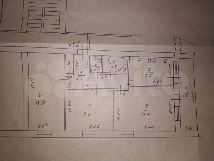 3-к. квартира, 60 м², 2/2 эт.