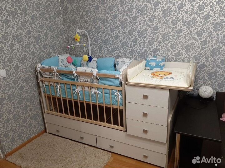 Детская кроватка трансформер с комодом