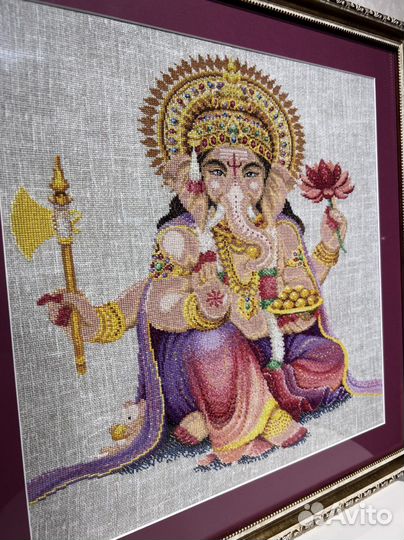Картина вышивка на алтарь божества Ганеша