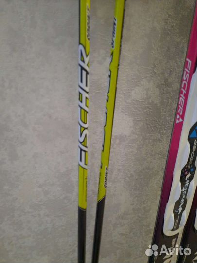 Лыжи беговые fisher 120 с палками и ботинками