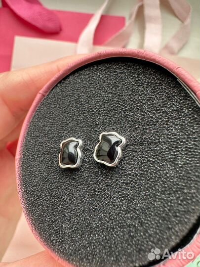 Серьги сереб Tous mini onix
