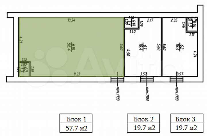 Помещение с готовым арендным бизнесом 57.7 м²