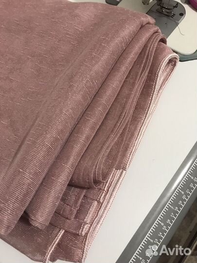 Шторы тюль пудровый лён пыльно розовый