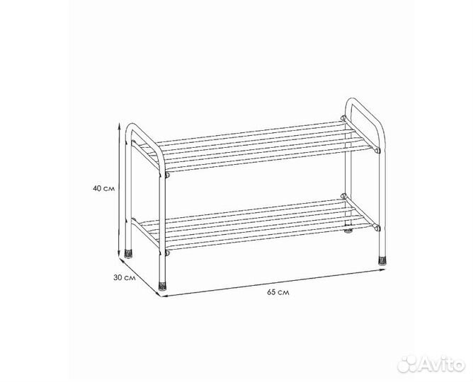 Подставка для обуви альфа 22 (2 полки) 40см, Медны