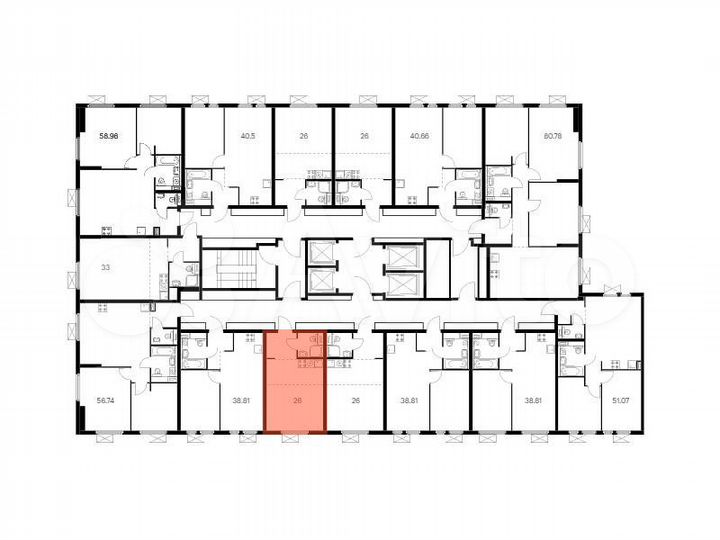 Квартира-студия, 26 м², 30/33 эт.