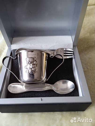 Серебряный детский столовый набор