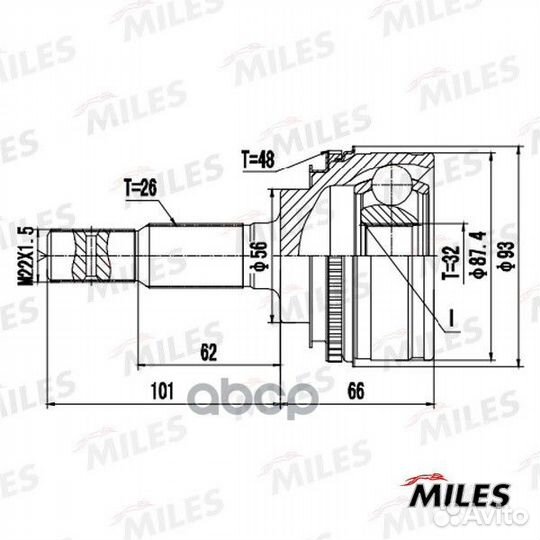 ШРУС наружный toyota camry 2.2 96-01 (с ABS) (GSP