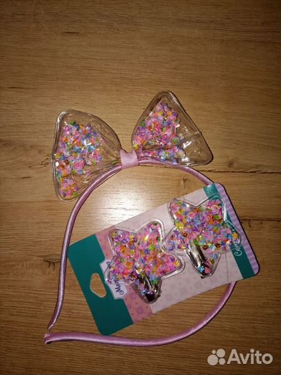 Набор летский ободок и зажимы для волос бантик