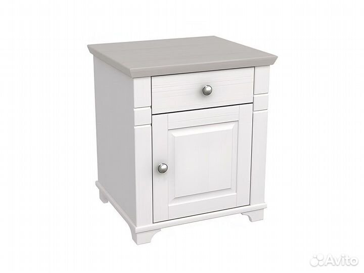 Тумба прикроватная бейли, Белый воск + антрацит