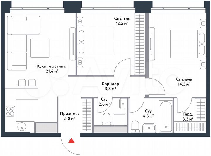 3-к. квартира, 67 м², 3/19 эт.