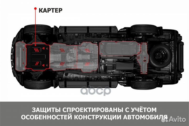 Защита картера без крепежа toyota land cruiser 120