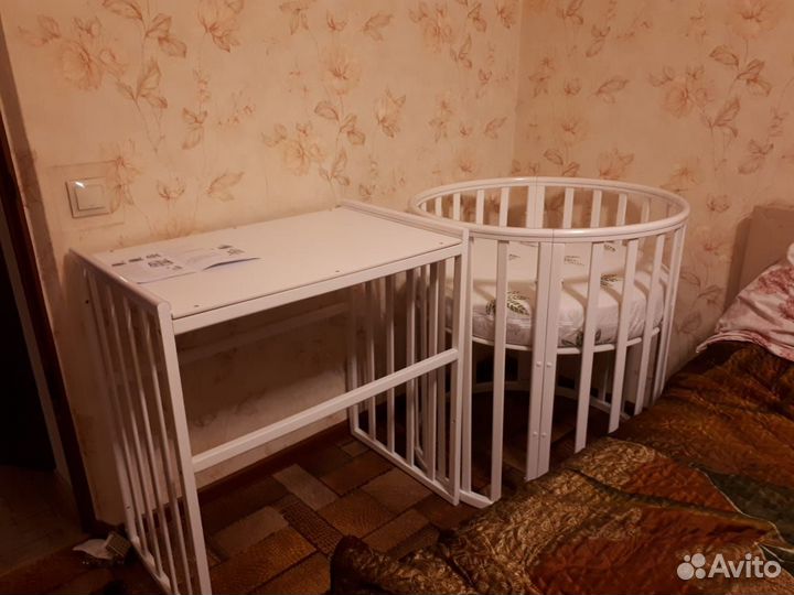 Детская кроватка трансформер круглая овальная