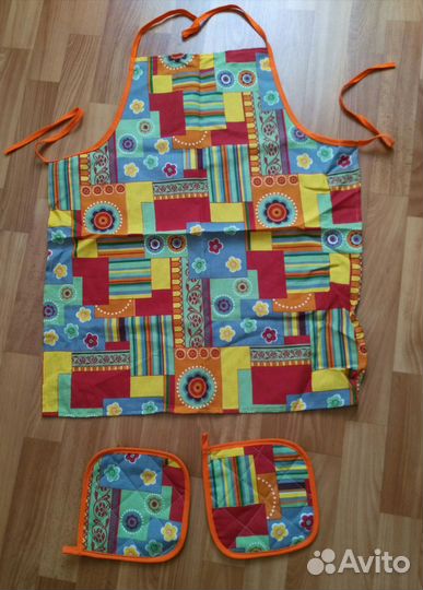 Фартук + 2 прихватки (хлопок) новые
