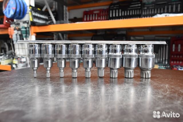 Набор насадок 1/2DR с вставками-битами spline 9пр