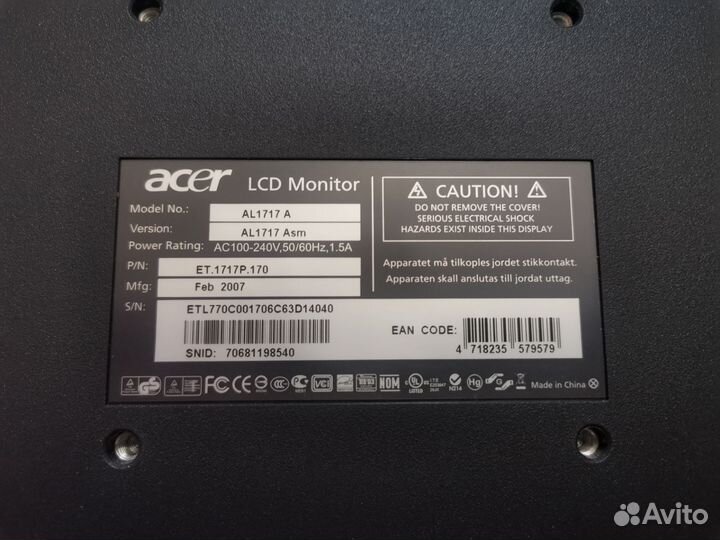 Монитор Acer al1717a